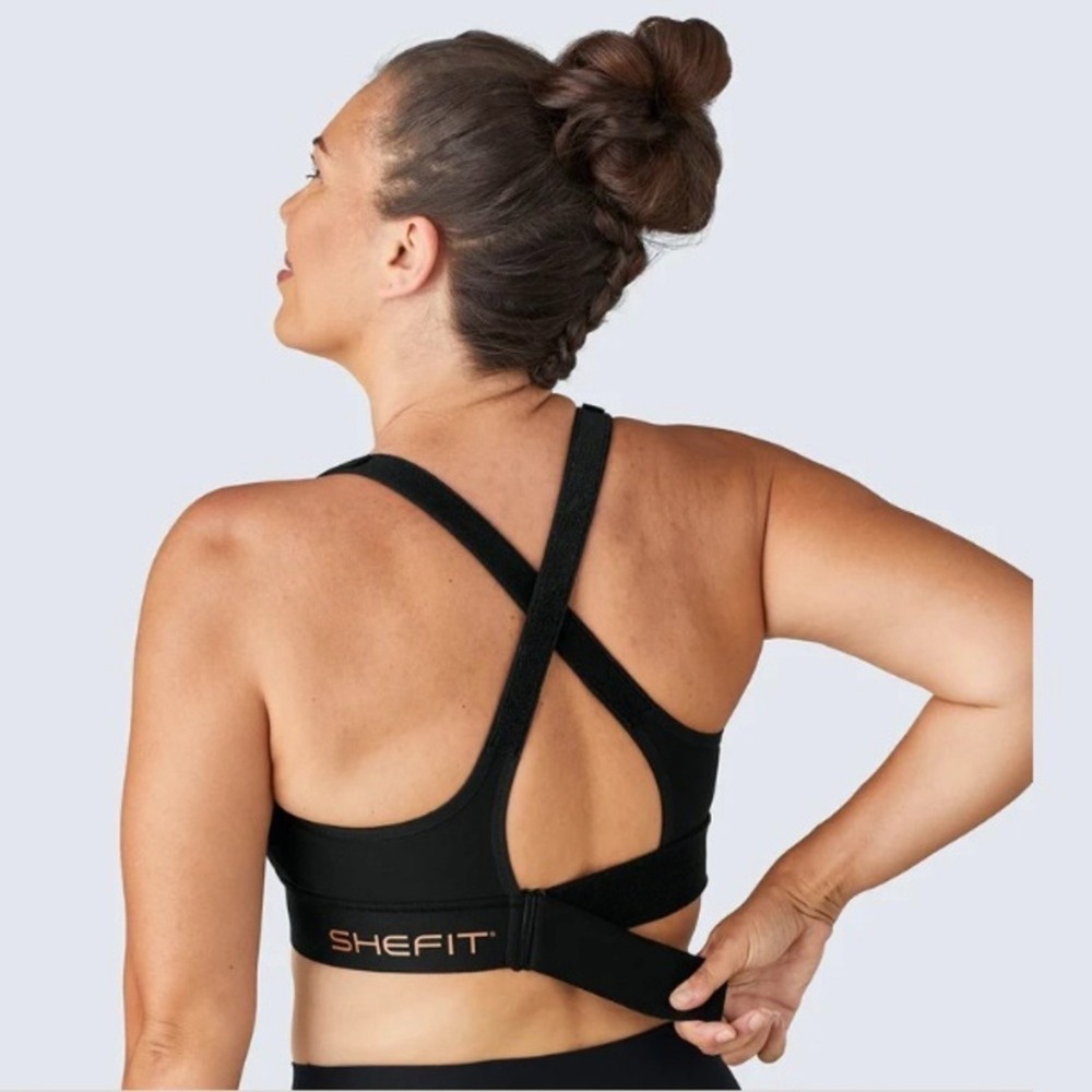 SheFit Ultimate High Impact Sports Bra 2Luxe 2XL Black Adjustable Front Zip - Picture 3 of 13